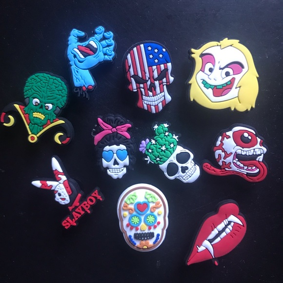 CROCS Shoes Croc Jibbitz Shoe Charm Lot Set Of Skeletons Horror
